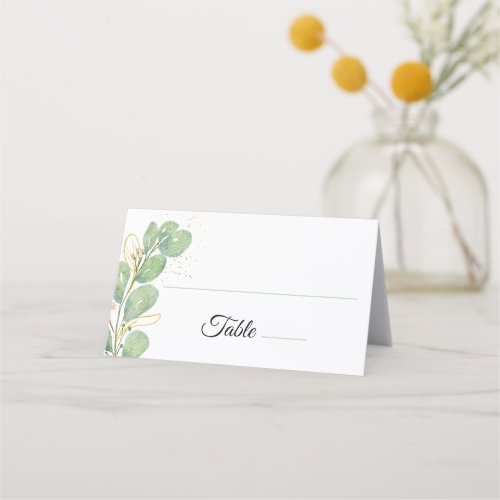 Elegant Modern Eucalyptus Greenery Wedding Place Card