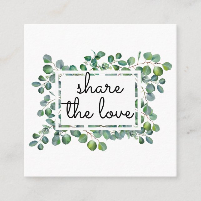 Elegant Modern Eucalyptus Refer a Friend Referral Card (Front)