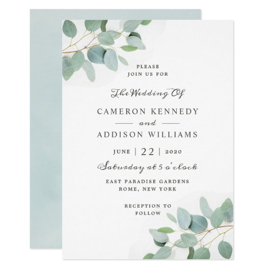 Elegant Modern Eucalyptus Wedding Invitation