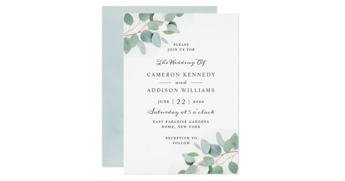 Elegant Modern Eucalyptus Wedding Invitation | Zazzle.com