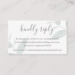 Elegant modern eucalyptus wedding online RSVP Enclosure Card