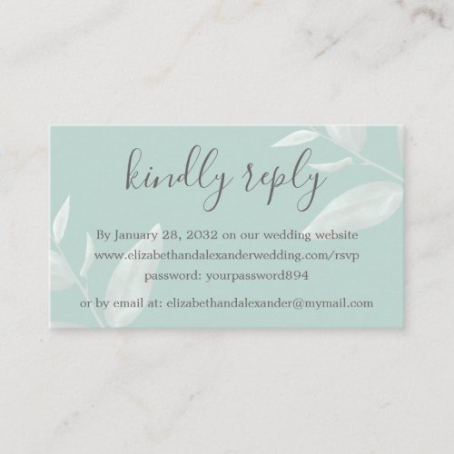 Elegant modern eucalyptus wedding online RSVP Enclosure Card