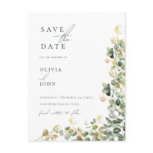 Elegant Modern Eucalyptus Wedding Save the Date