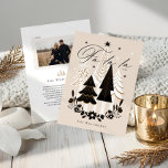 Elegant Modern Fa La La Photo Evergreen Christmas  Holiday Card