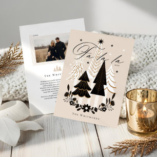 Elegant Modern Fa La La Photo Evergreen Christmas Holiday Card