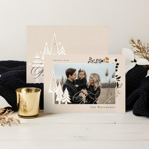 Elegant Modern Fa La La Photo Evergreen Christmas Holiday Card