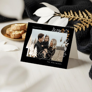 Elegant Modern Fa La La Photo Evergreen Christmas Holiday Card