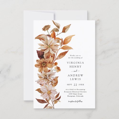 Elegant Modern Fall Wedding Invitation