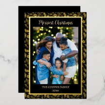 Elegant Modern Family Photo Christmas Black & Gold