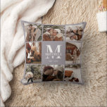 Elegant Modern Family Photo Collage | Monogram Throw Pillow<br><div class="desc">This 8 Photo Collage Modern Family Personalized Throw Pillow is the perfect way to turn your favorite family photos into a cute and trendy keepsake. With a simple, modern design and elegant Monogram, it's fully customizable to fit your style. Ideal for gifting on Mother’s Day, Father’s Day, birthdays, Christmas, anniversary...</div>