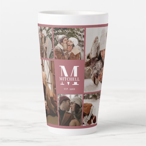 Elegant Modern Family Photo Collage Monogrammed