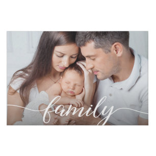 Elegant Modern Family script Custom Photo Faux Canvas Print