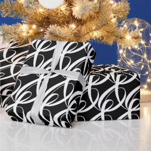Elegant, Modern, Fancy Black and White Wedding Wrapping Paper