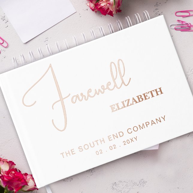 Elegant Modern Farewell Leaving Party Retirement Foil Guest Book (Creator Uploaded)