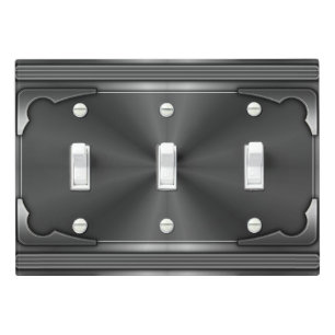 Elegant Modern Faux Black Chic Fancy Metal Trendy Light Switch Cover
