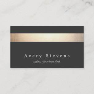 Elegant Modern Faux Gold and Black Striped Business Card