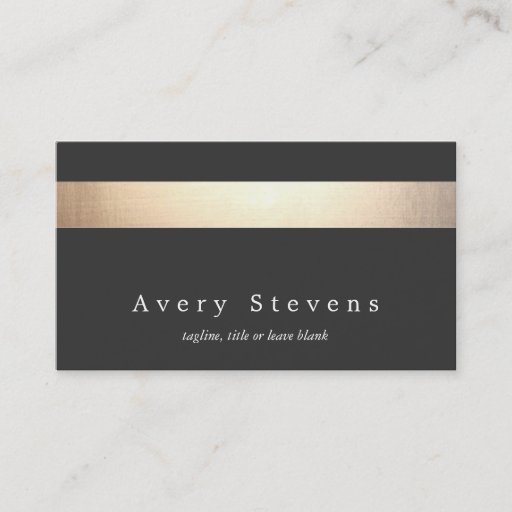 Customizable Gold Colored Striped Modern Stylish Black Business Card Templates