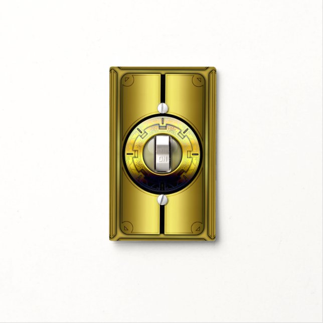 Elegant Modern Faux Gold Chic Fancy Metallic Light Switch Cover (In Situ)