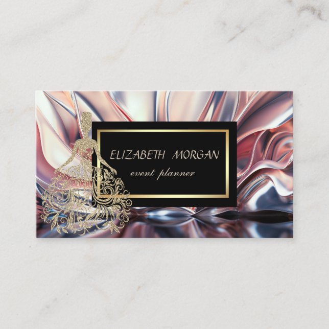 Elegant Modern Faux Gold Dress Abstract Business Card (Front)