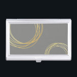 elegant modern faux gold geometric circles business card case<br><div class="desc">Minimalist,  modern and stylish design representing faux gold circles and grey background.</div>