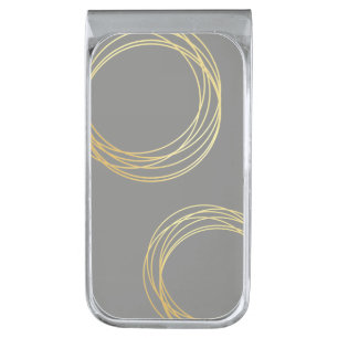 elegant modern faux gold geometric circles silver finish money clip