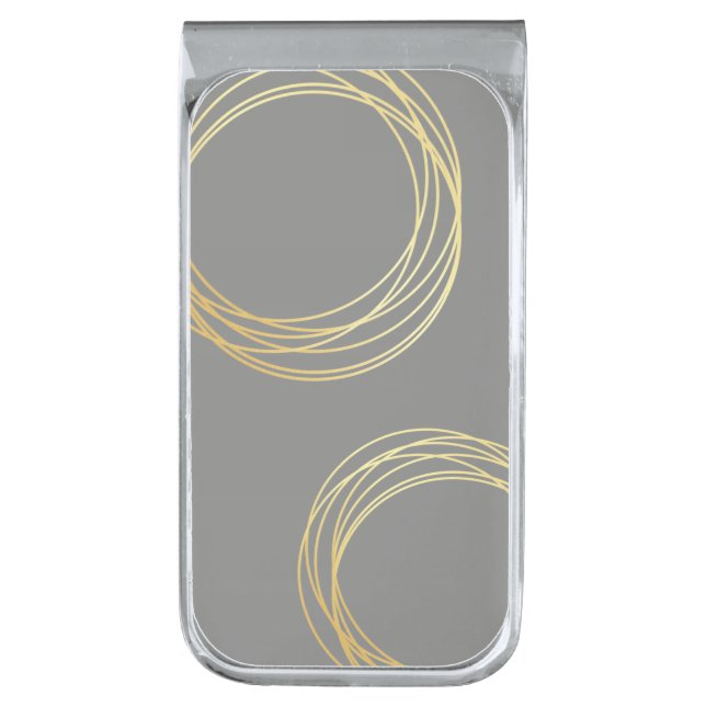 elegant modern faux gold geometric circles silver finish money clip (Front Vertical)