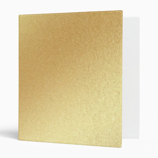Elegant Modern Faux Gold Glitter Trendy Golden 3 Ring Binder (Front/Inside)