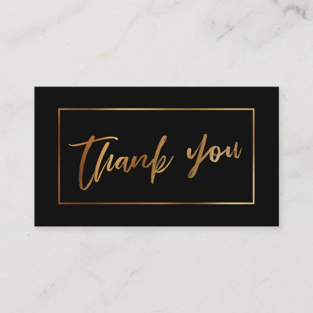 Elegant Modern Faux Gold on Black Thank You Insert (Front)