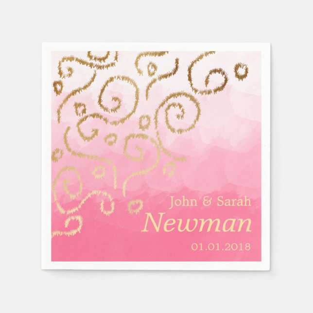 elegant modern faux gold pattern wedding paper napkins (Front)