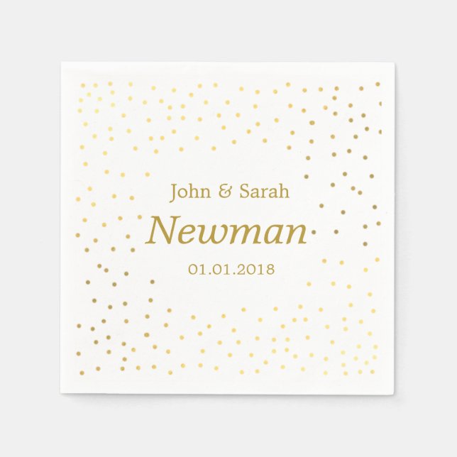 elegant modern faux gold polka dots wedding napkins (Front)