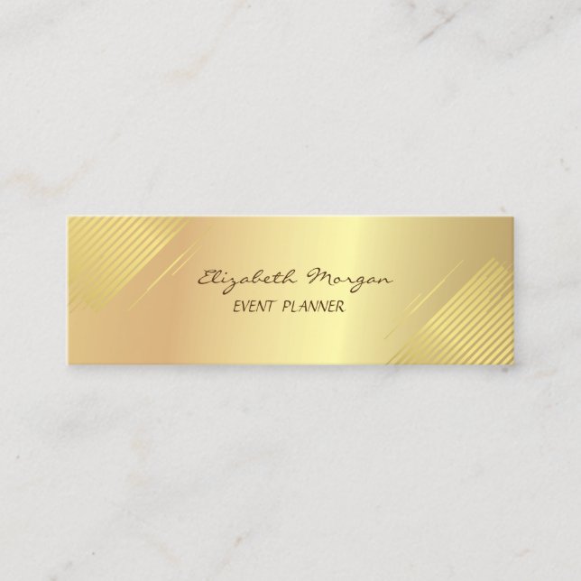 Elegant  Modern ,Faux Gold,Stripes Mini Business Card (Front)