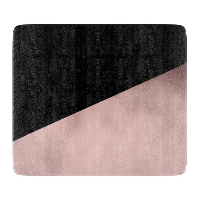 elegant modern faux rose gold black geometric cutting board (Front)