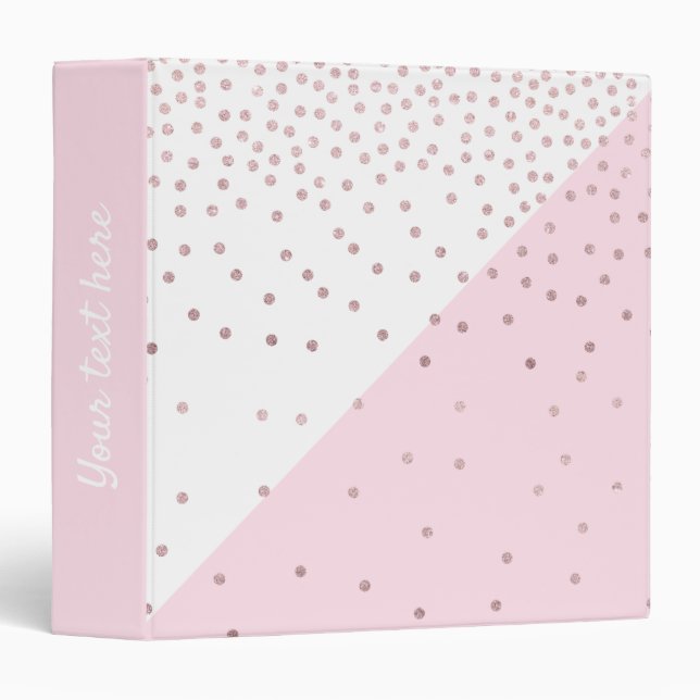 Elegant modern faux rose gold glitter confetti 3 ring binder (Front/Spine)