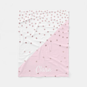 Elegant modern faux rose gold glitter confetti fleece blanket