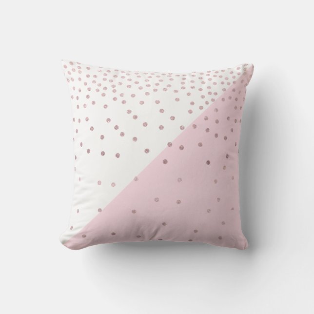 Elegant modern faux rose gold glitter confetti throw pillow (Front)