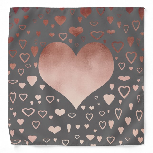 elegant modern faux rose gold hearts pattern bandana (Front)
