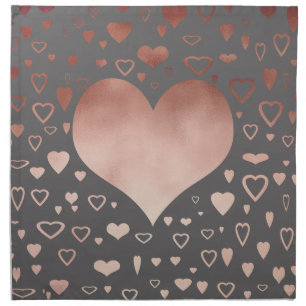 elegant modern faux rose gold hearts pattern napkin