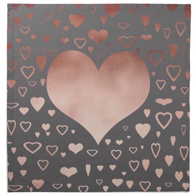 elegant modern faux rose gold hearts pattern napkin (Front)