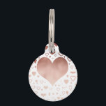 elegant modern faux rose gold hearts pattern pet ID tag<br><div class="desc">Elegant,  modern and stylish design representing faux rose gold hearts pattern.</div>