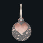 elegant modern faux rose gold hearts pattern pet ID tag<br><div class="desc">Elegant,  modern and stylish design representing faux rose gold hearts pattern.</div>