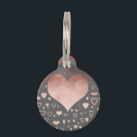 elegant modern faux rose gold hearts pattern pet ID tag<br><div class="desc">Elegant,  modern and stylish design representing faux rose gold hearts pattern.</div>