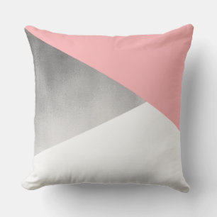 elegant modern faux silver blush pink geometric throw pillow