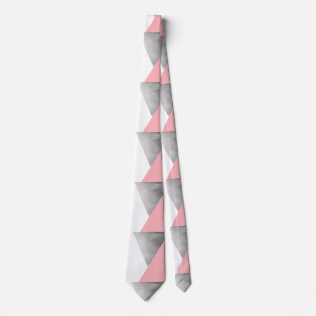 elegant modern faux silver blush pink geometric tie (Front)