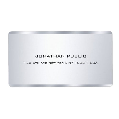Elegant Modern Faux Silver Minimalist Professional Label