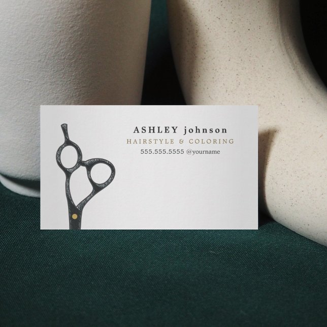 Elegant Modern Faux Silver Scissors Hairdresser Business Card (Creator Uploaded)