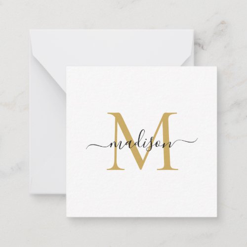 Elegant Modern Feminine Monogram Script Gold Note Card