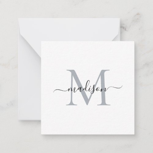 Elegant Modern Feminine Monogram Script Gray Note Card