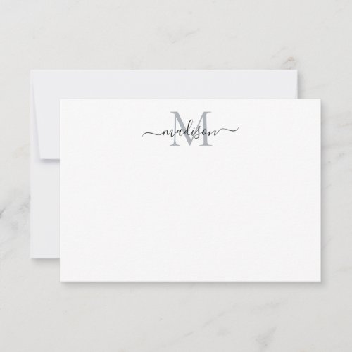 Elegant Modern Feminine Script Monogram Gray Note Card