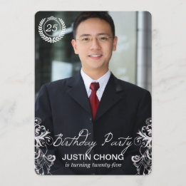 Elegant Modern Fern Photo Birthday Invitations