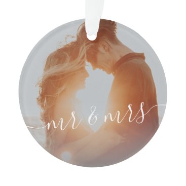 Elegant modern first Christmas as Mr. & Mrs. photo Ornament Elegant modern first Christmas as Mr. & Mrs. photo Ornament